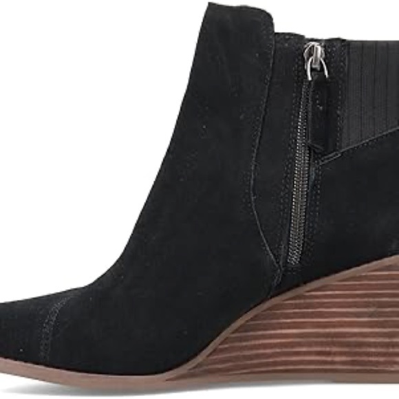 NEW TOMS Sadie Black Wedge Ankle Boots size 8 - Picture 4 of 11